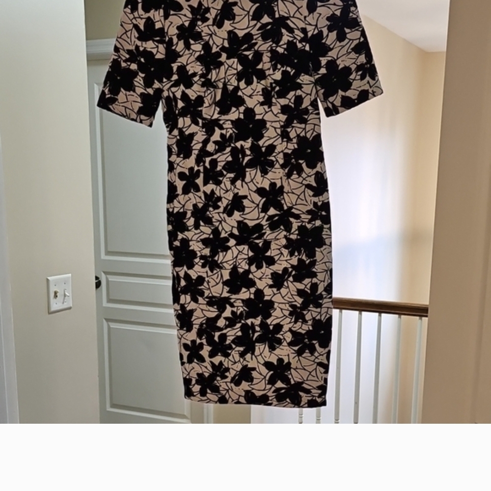 Calvin Klein Black and White Floral Midi Dress